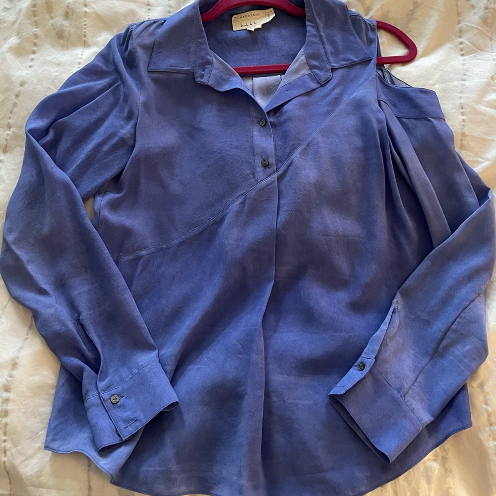 Silk cold shoulder blouse